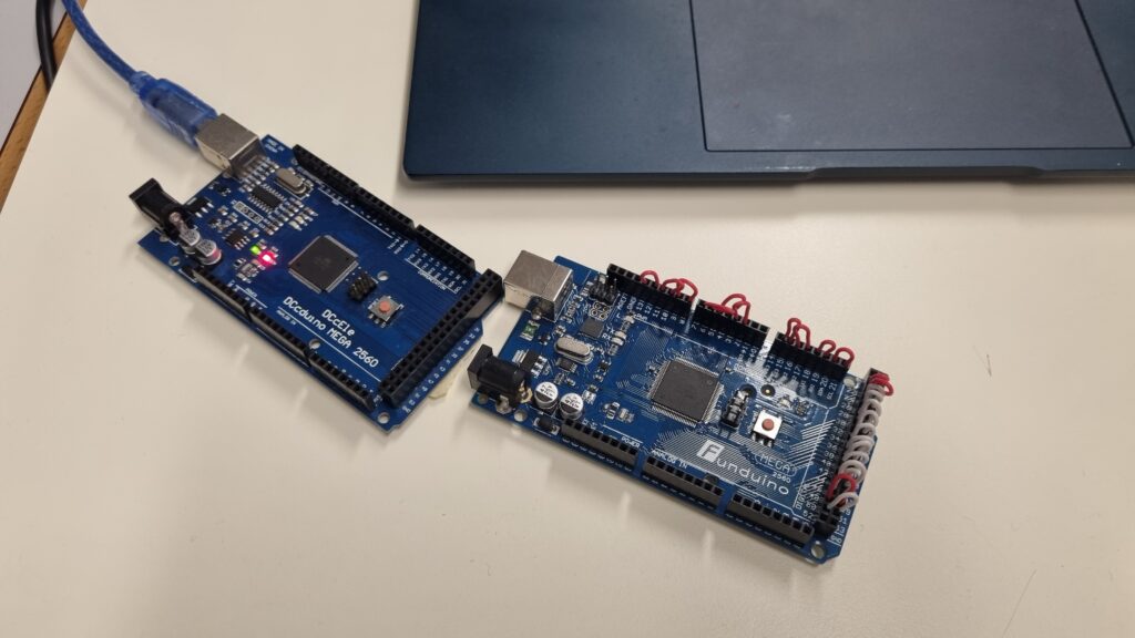 two arduino boards under testing